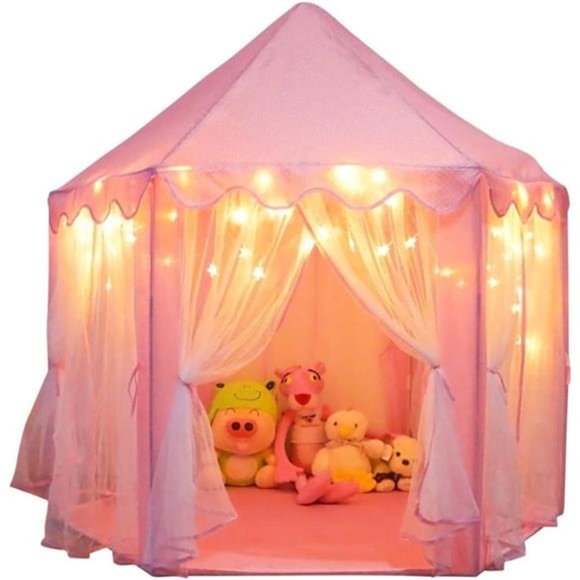 Princess Castle Playhouse Tent for Girls with LED Star Lights – Indoor & Outdoor - Picture 1 of 6